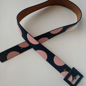 Kate Spade Blue and Pink Polka Dot Leather Belt